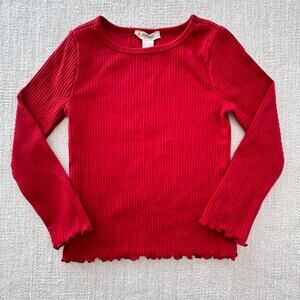 Crewcuts Red Long Sleeve Ribbed Tee EUC XXS/2-3